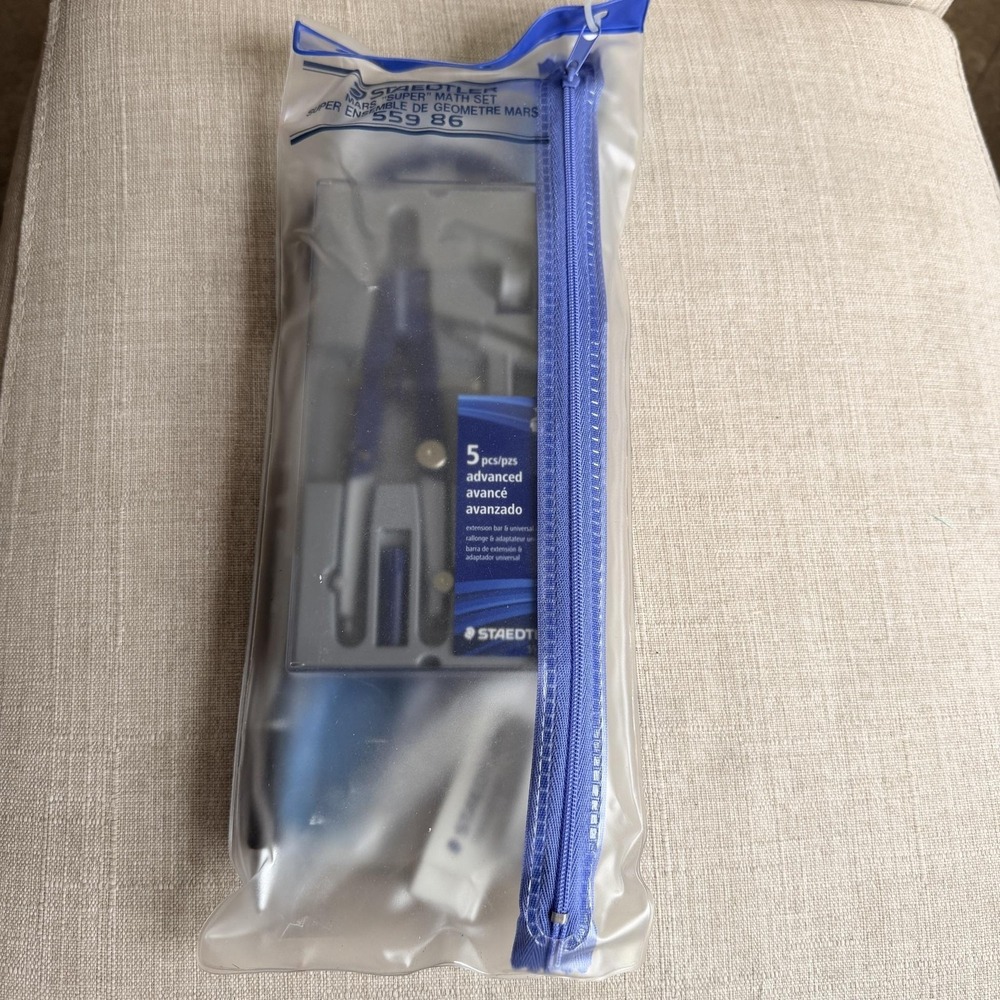 Staedtler Mars Super Math Set 11 Pc Blue Geometry Compass Ruler School Students